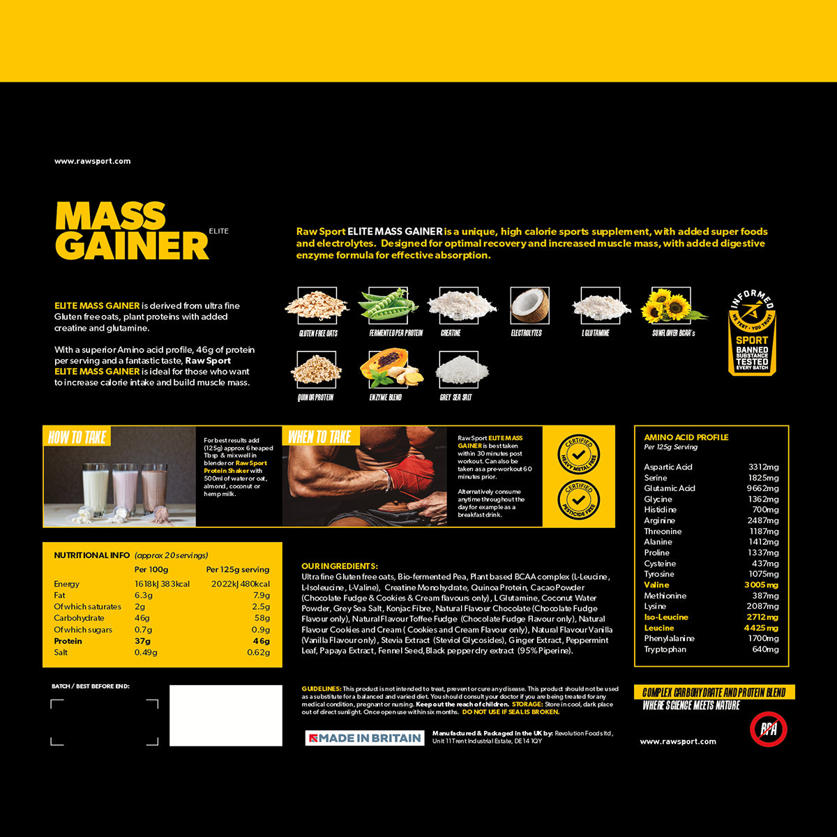 Mass Gainer Pro Plant Based Ingredients