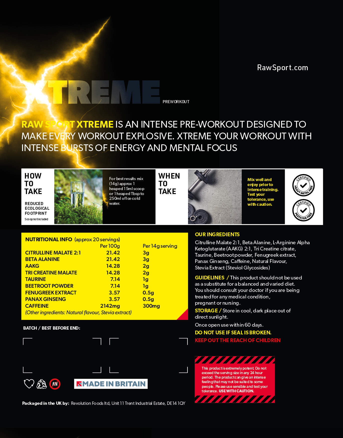 PRE WORK OUT XTREME 1 Serving Sample